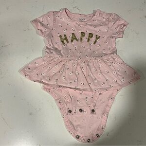 Carter's Pink Baby Dress bodysuit with Gold 'HAPPY' Print